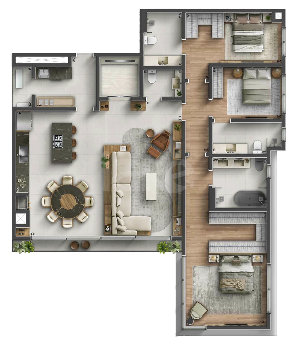 Planta — Planta 05 - 2 dorm 159m² - opção