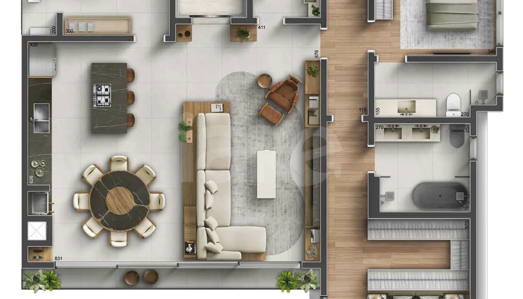Planta — Planta 05 - 2 dorm 159m² - opção