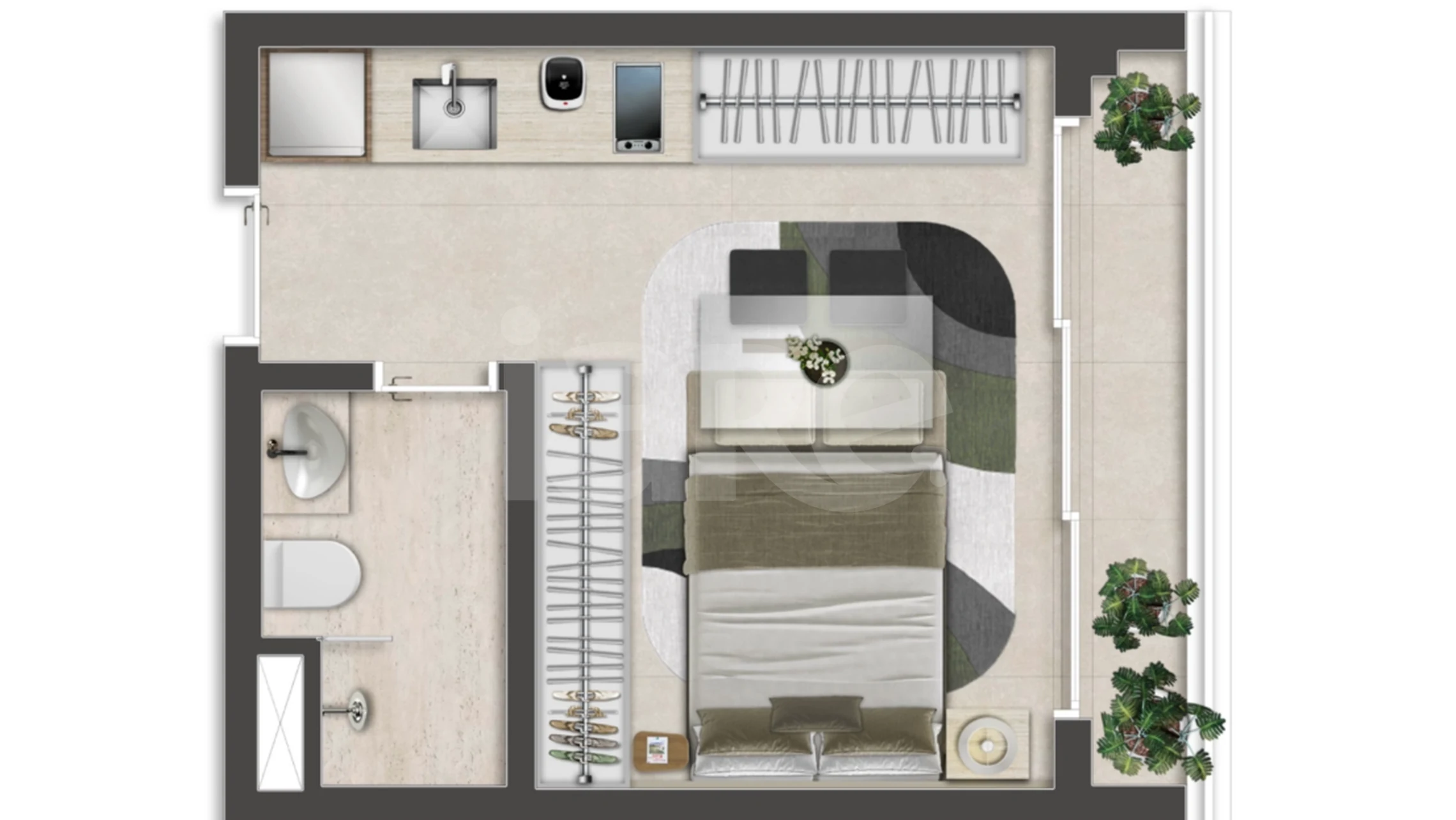 Planta — Studio 25,47 m²