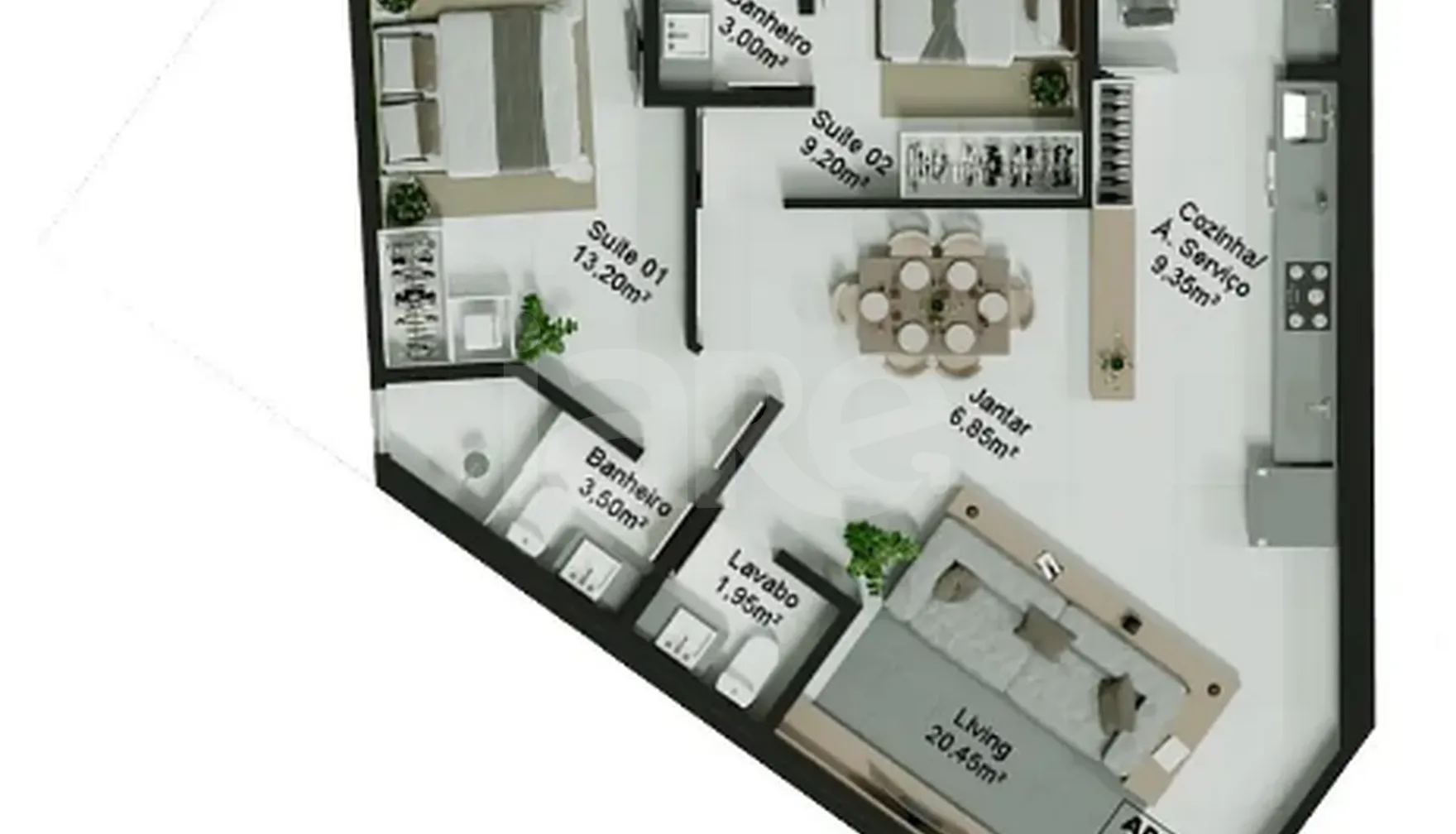 Planta — Apartamento 82,1 m²