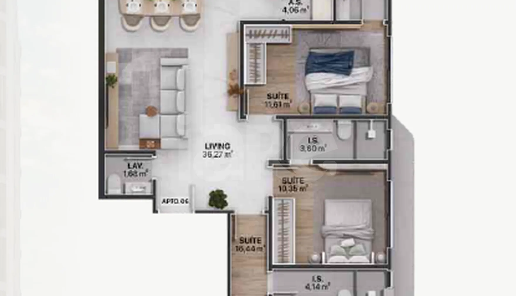 Planta — Apartamento 128 m²