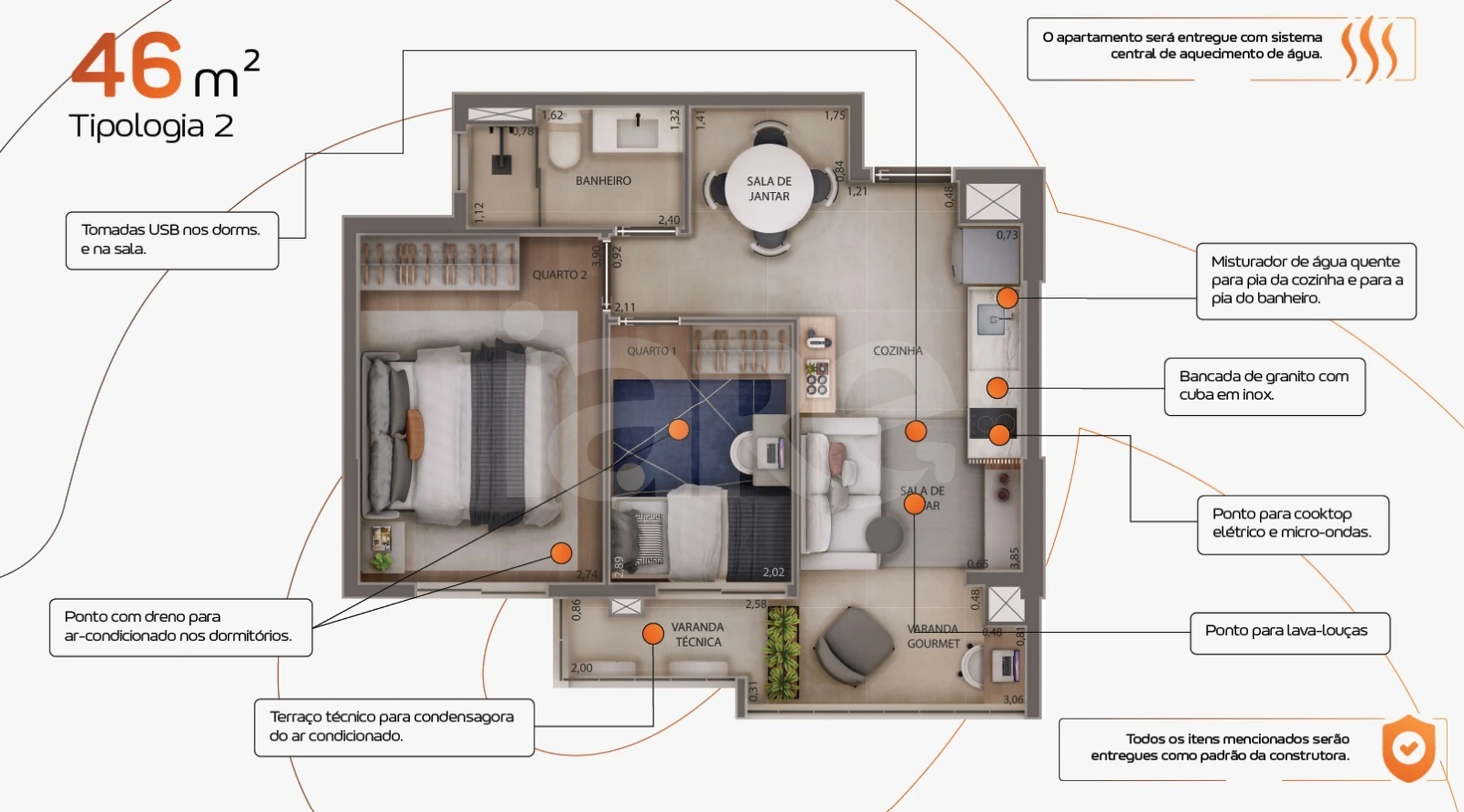 Planta — Apartamento 46 m²