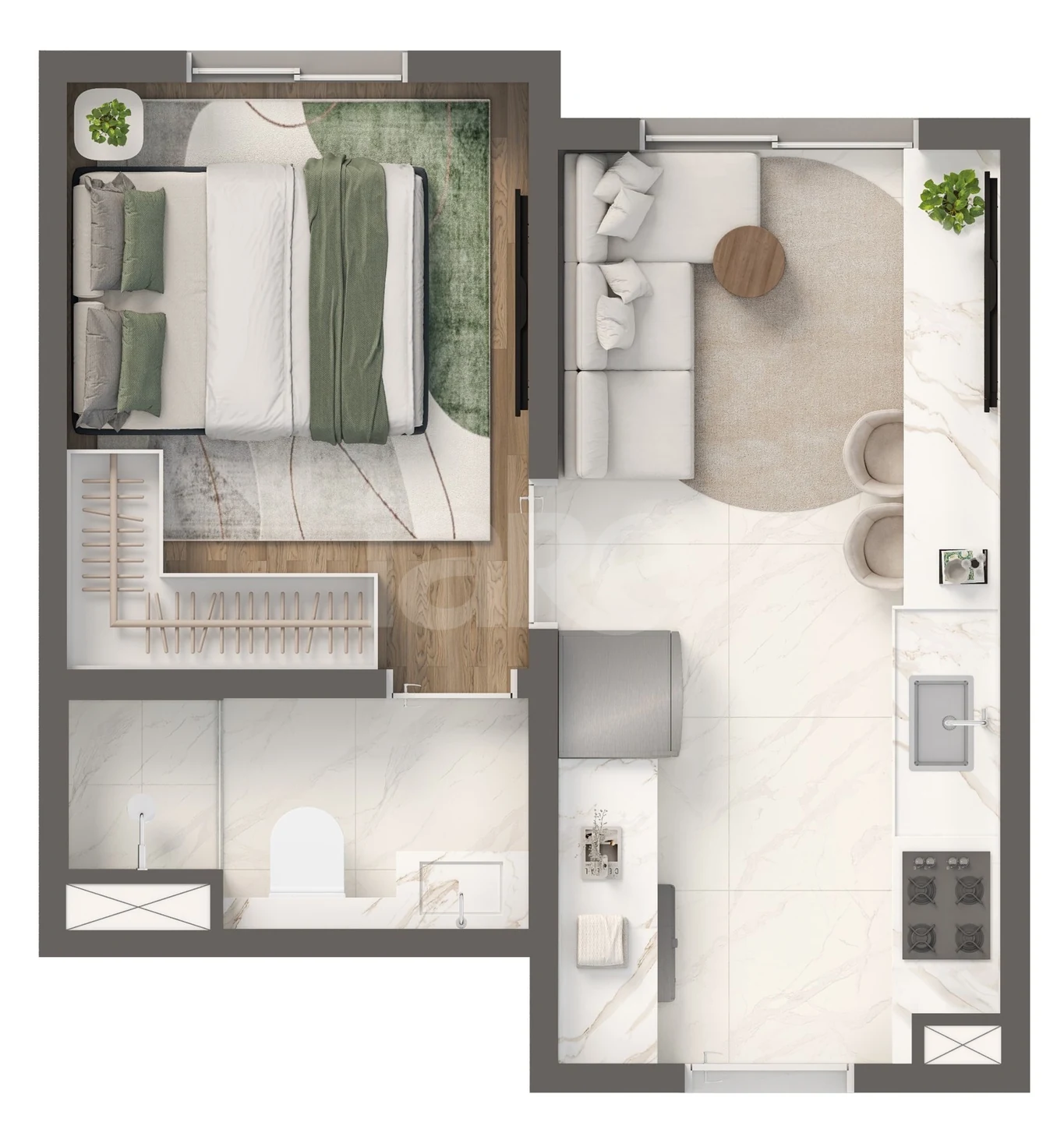 Planta — Apartamento 25,26 m²