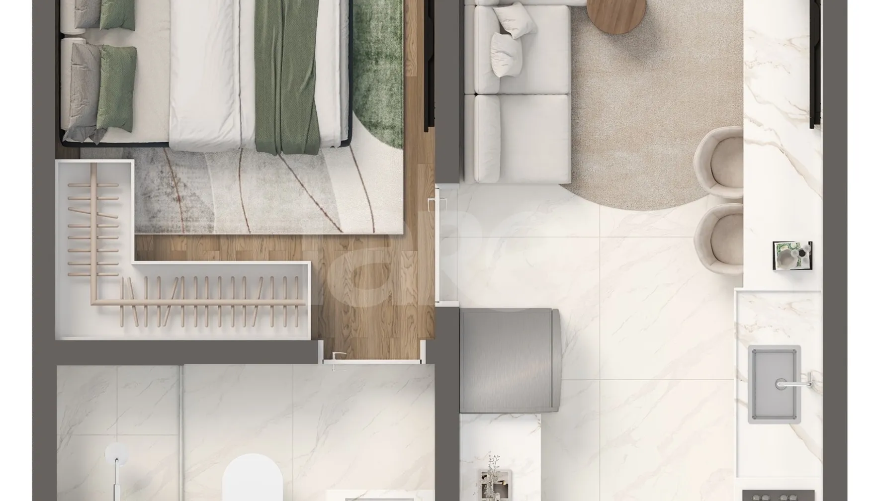Planta — Apartamento 25,26 m²
