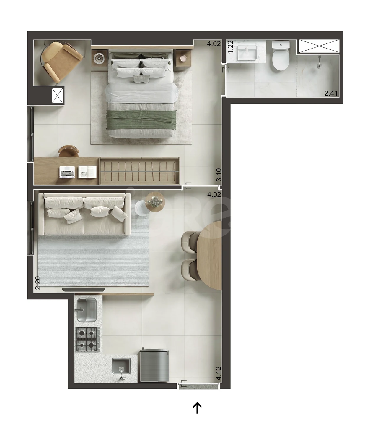 Planta — Apartamento 38,81 m²
