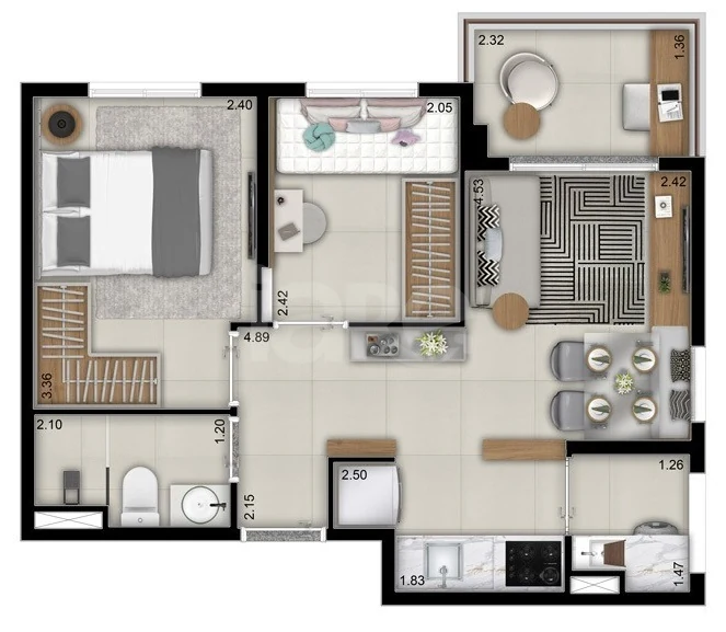 Planta — Apartamento 40,12 m²