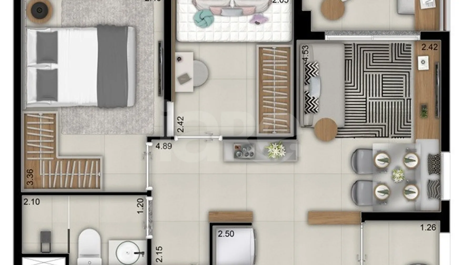 Planta — Apartamento 40,12 m²