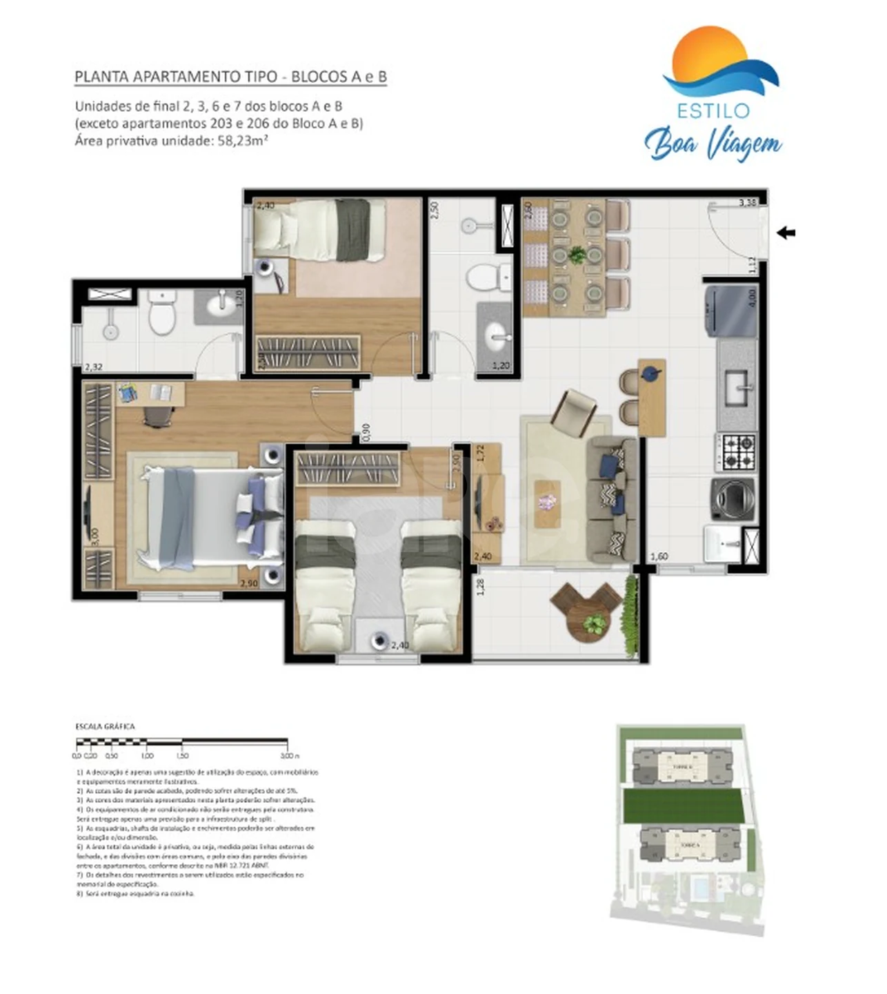 Planta — Apartamento 58,23 m²
