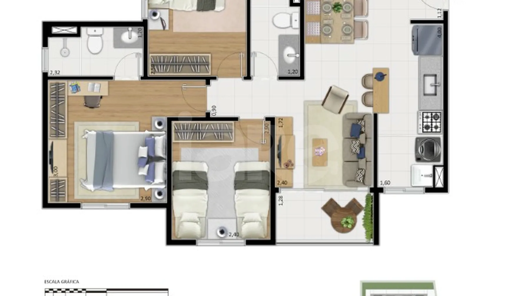 Planta — Apartamento 58,23 m²