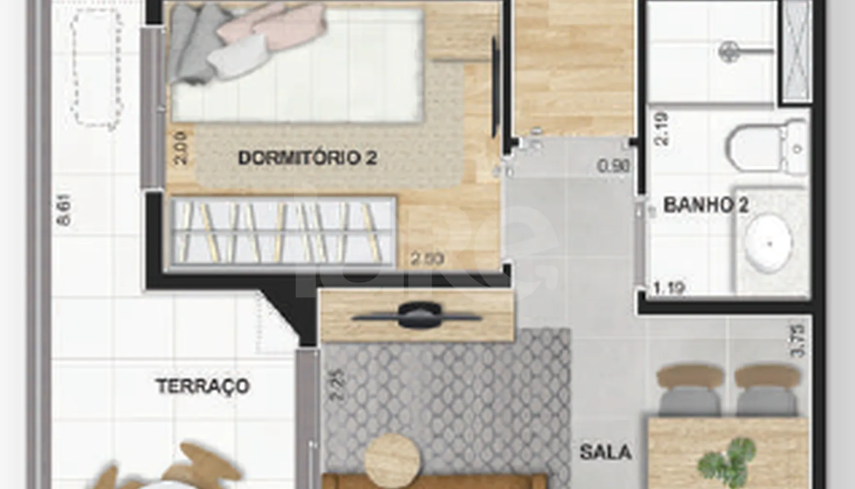 Planta — Apartamento 52 m²