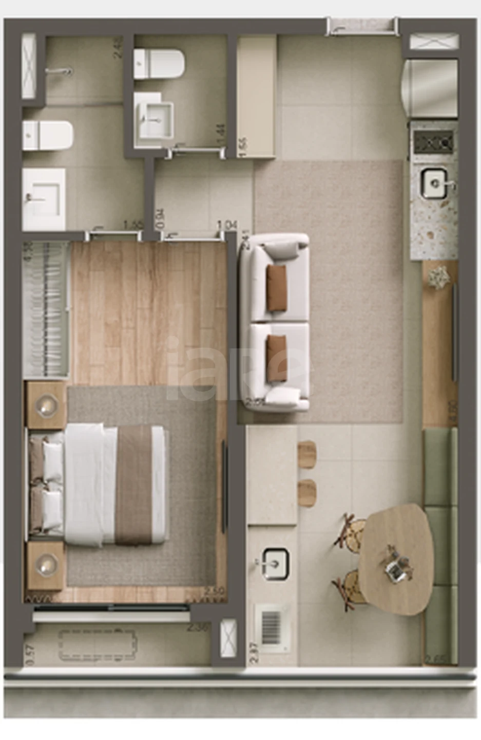 Planta — Apartamento 48,44 m²