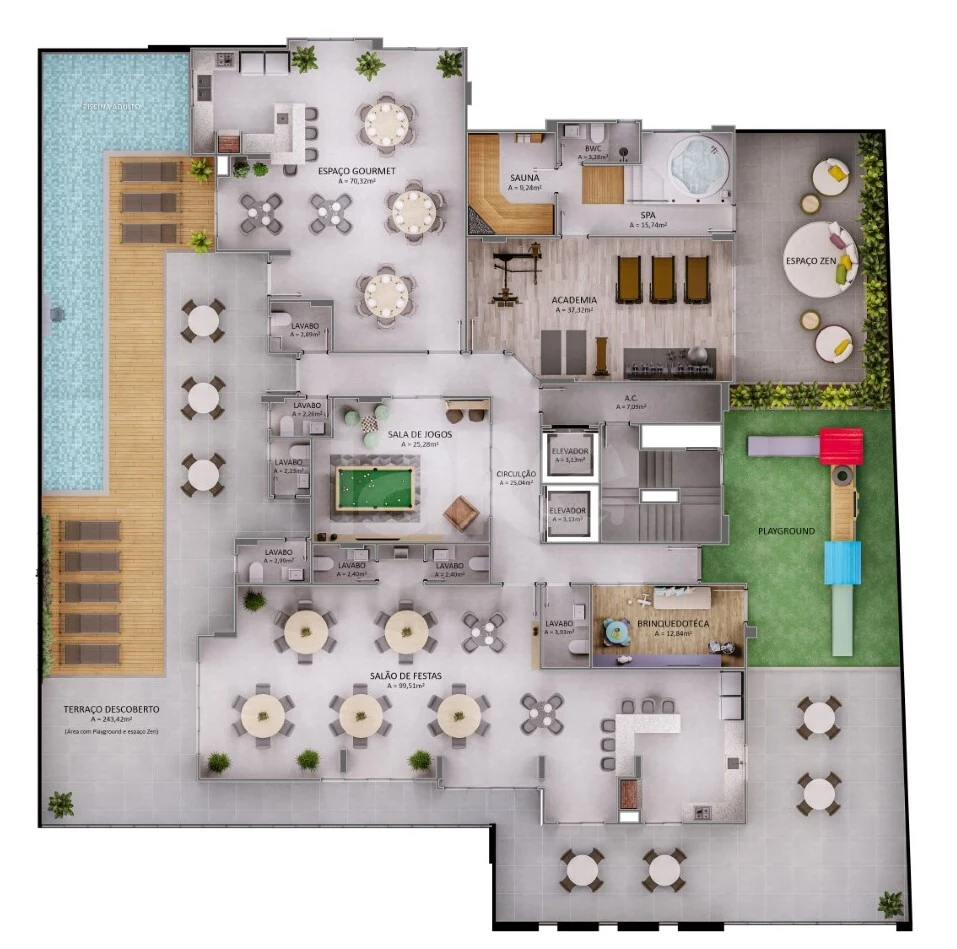 Planta — Pavimento lazer
