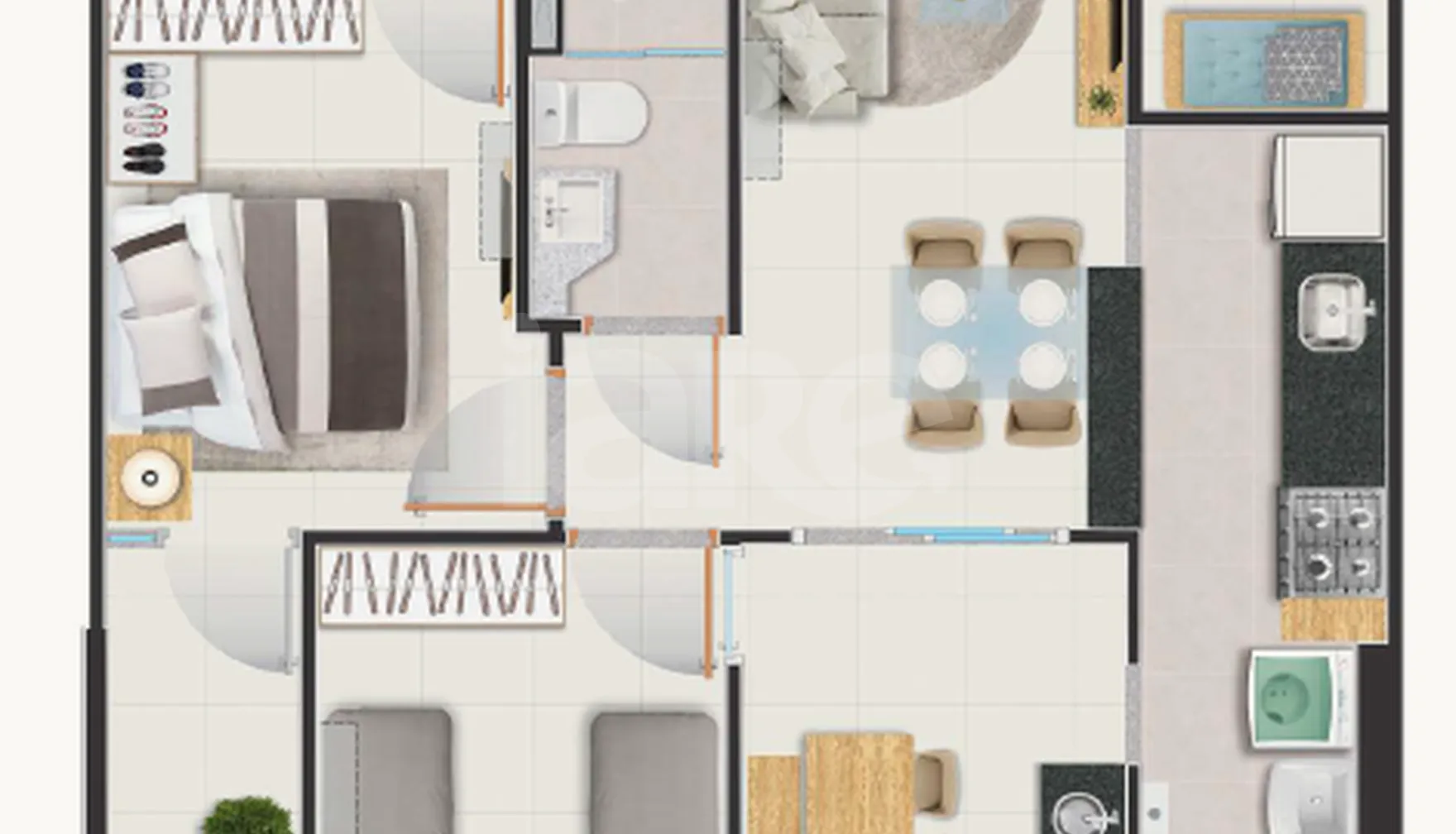 Planta — Apartamento 74,91 m²