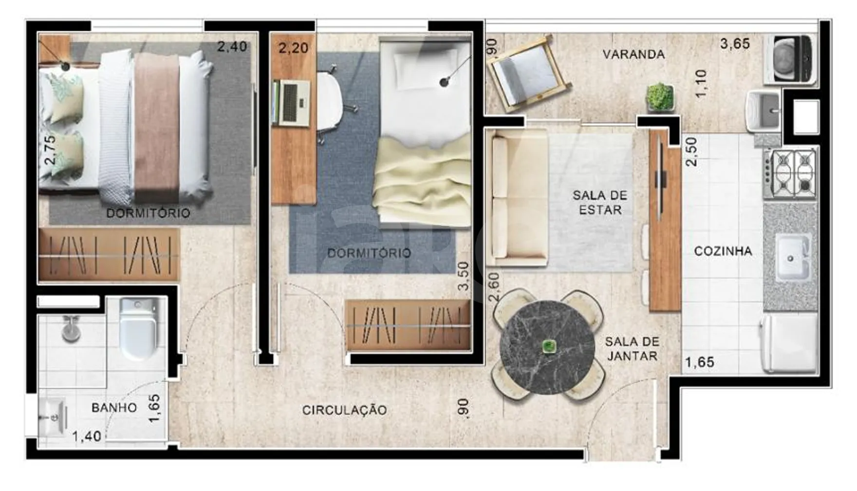 Planta — Apartamento 41,12 m²