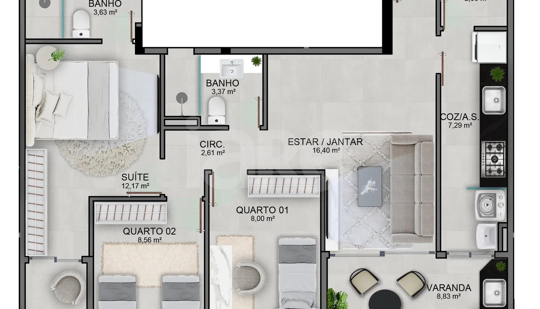 Planta — Apartamento 85,67 m²