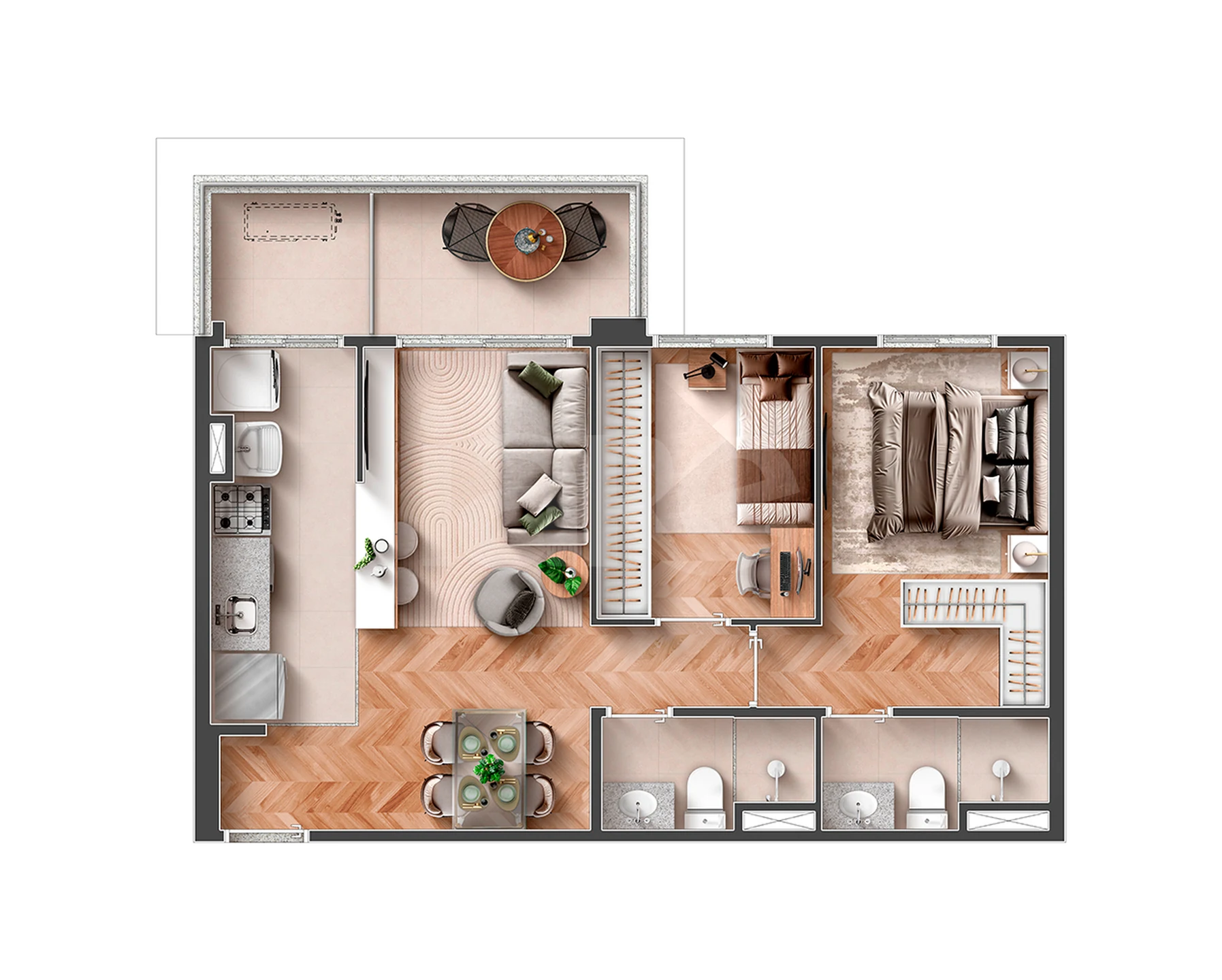 Planta — Apartamento 55,62 m²