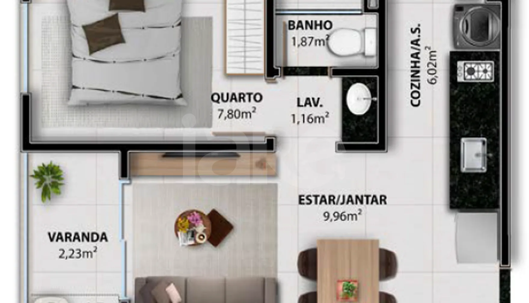 Planta — Apartamento 34,39 m²