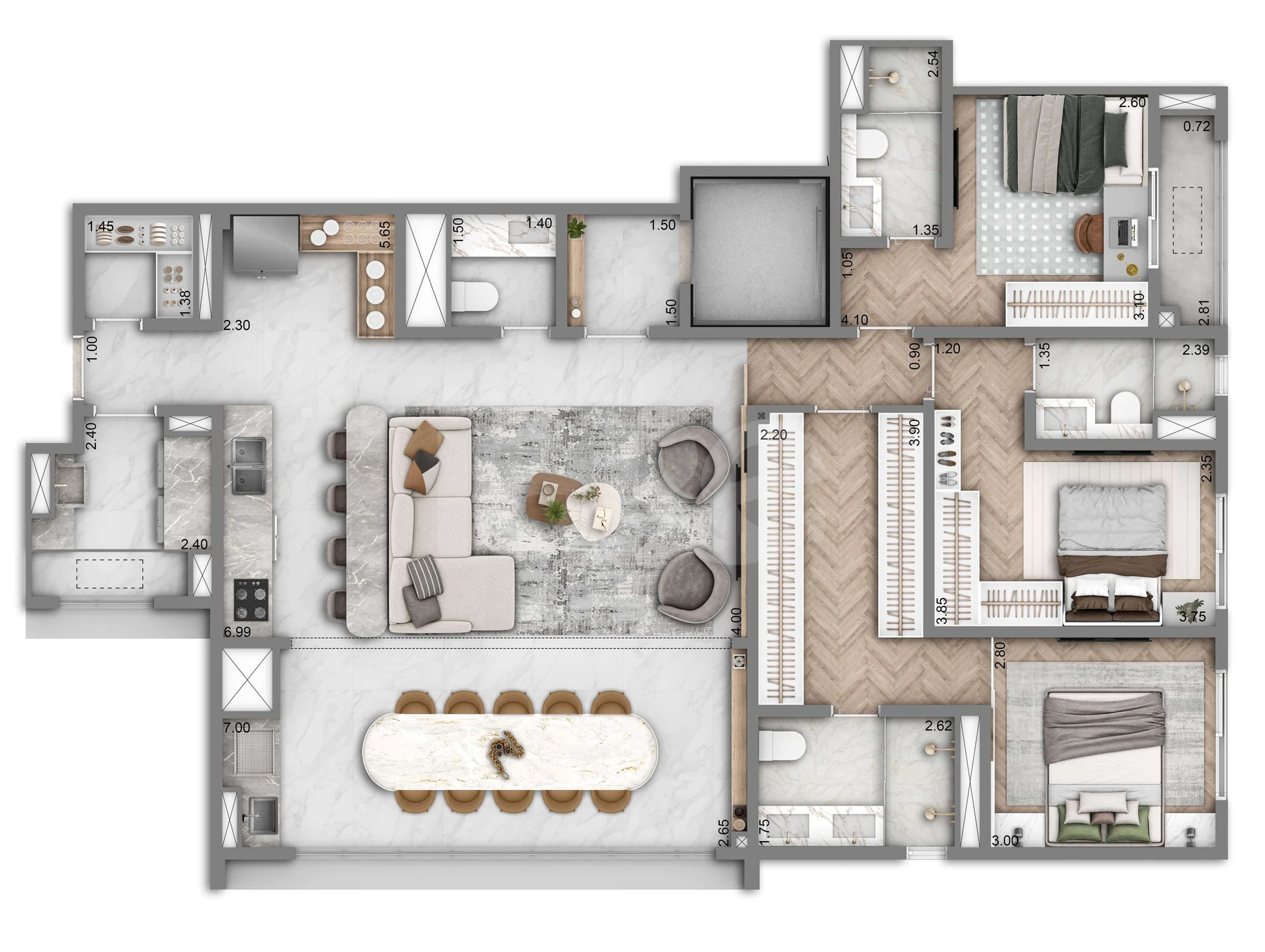 Planta — Apartamento 133,25 m²
