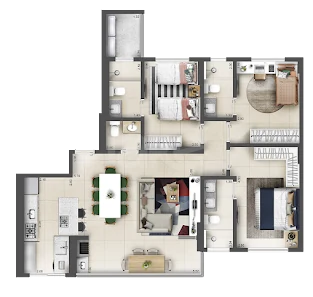 Planta — Apartamento 105,75 m²