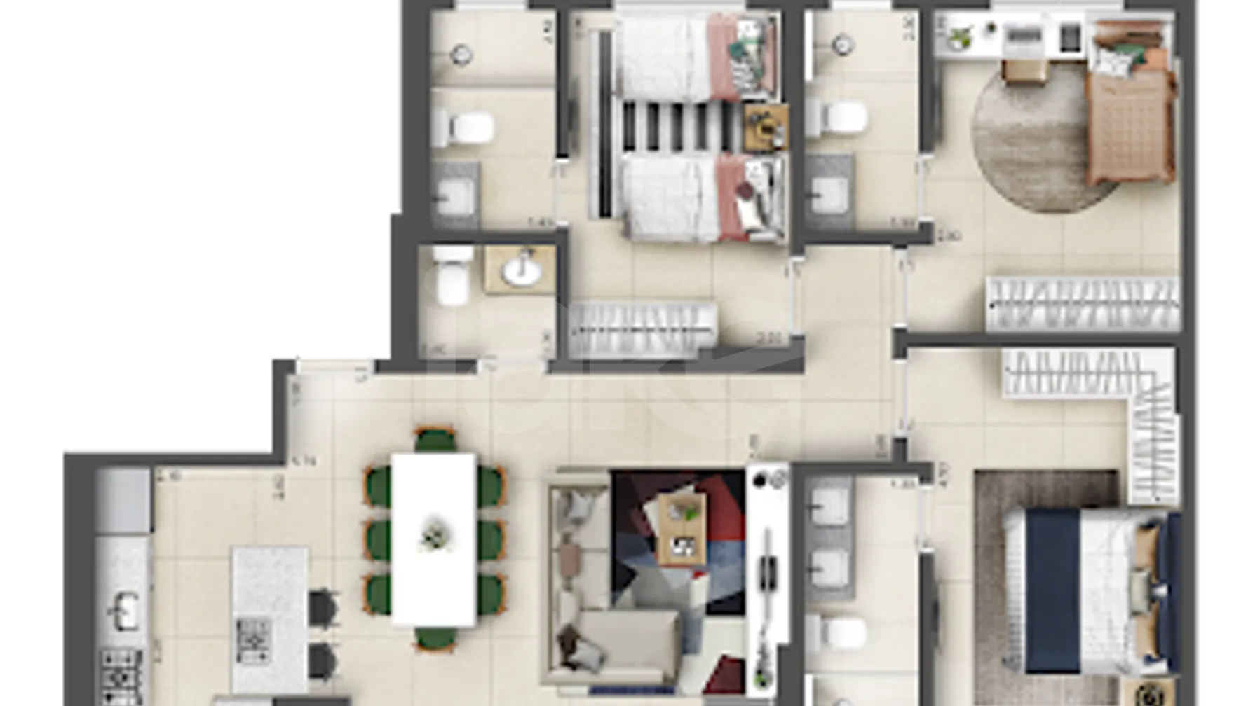 Planta — Apartamento 105,75 m²