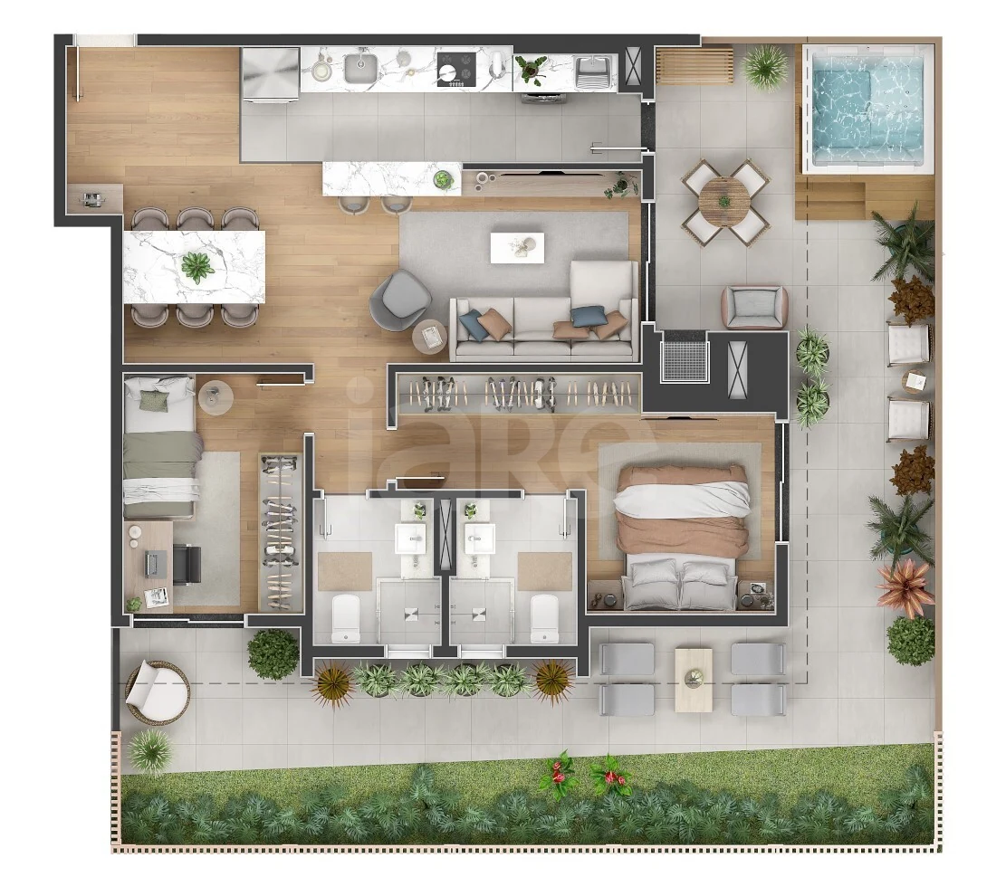 Planta — Cobertura Duplex 121,08 m² · 1º pavimento