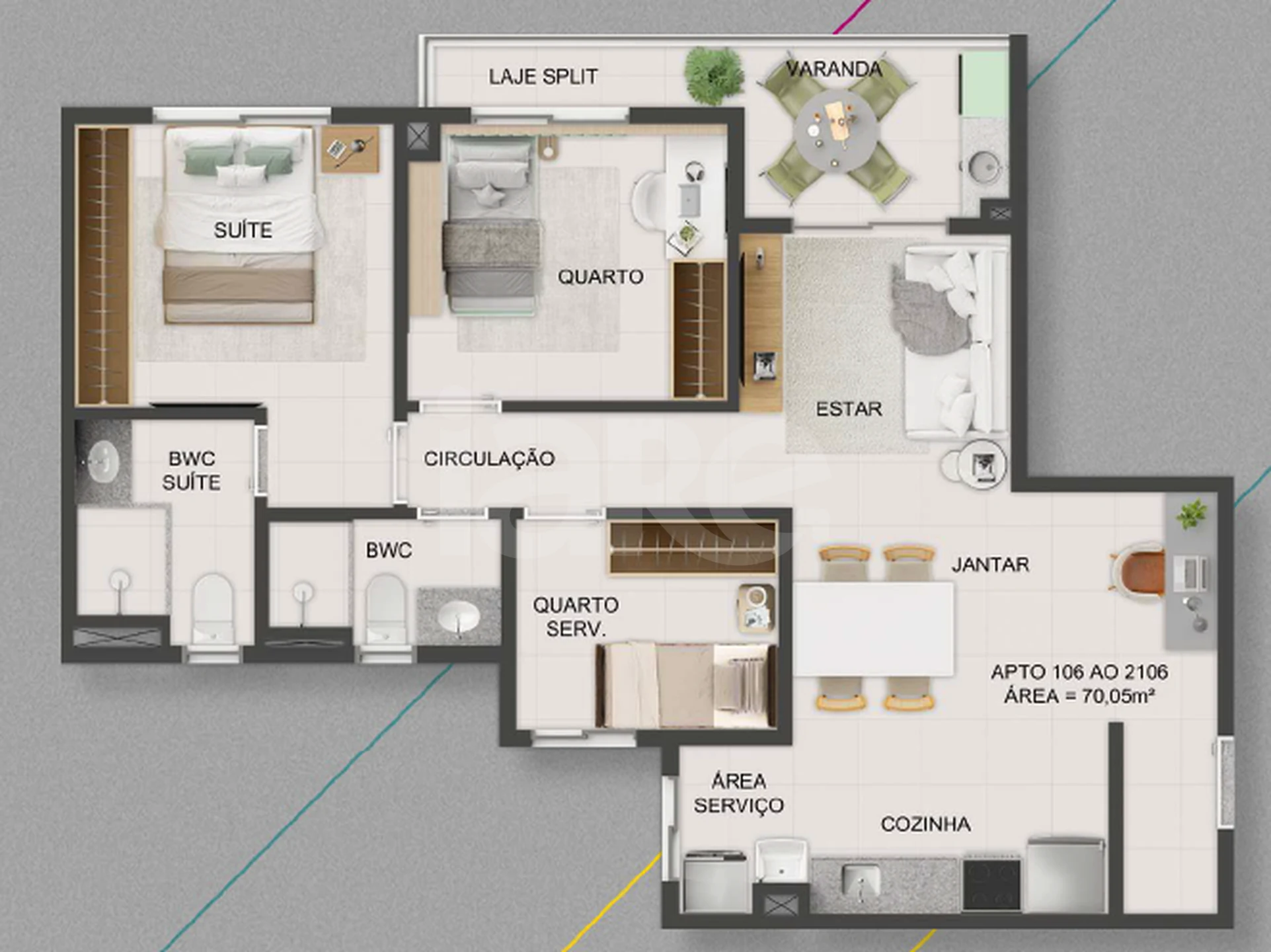 Planta — Apartamento 70,05 m²