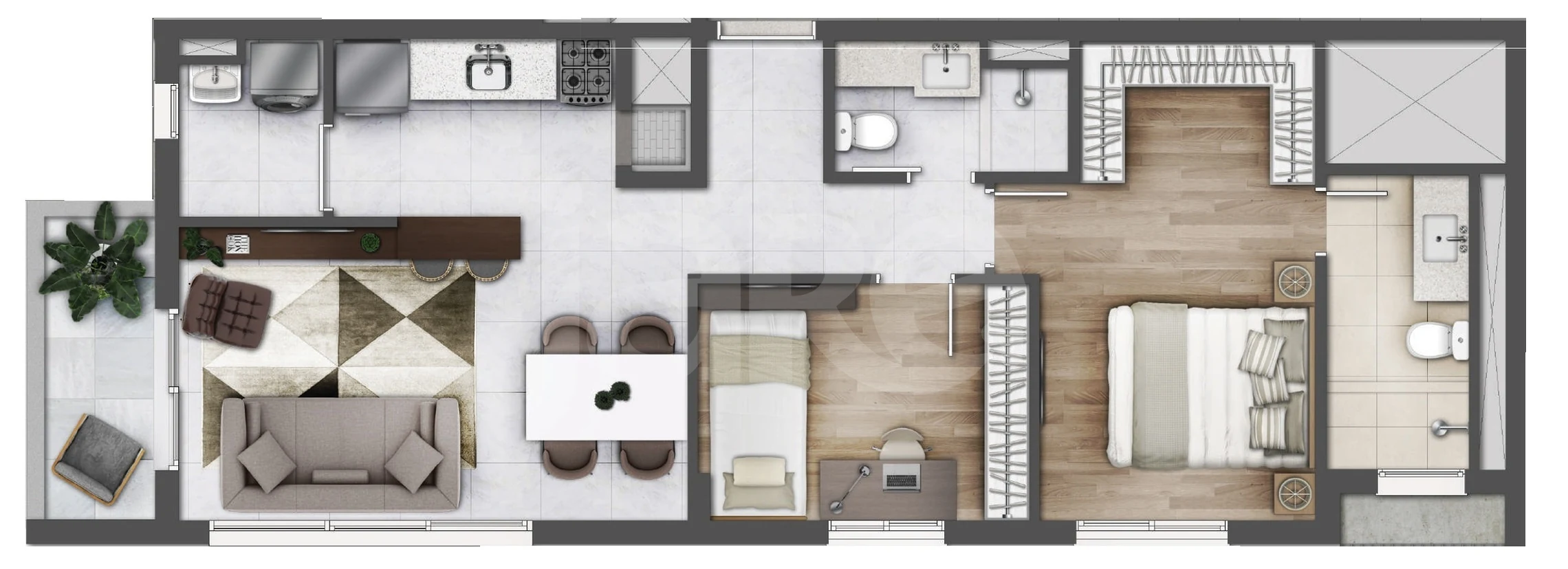 Planta — Apartamento 70,2 m²