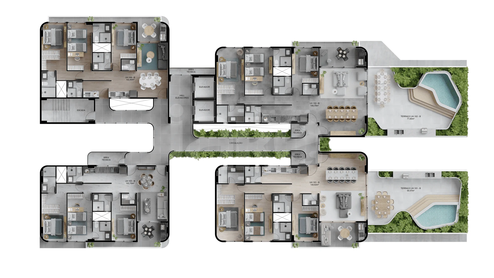 Planta — Pavimento 1 bloco b
