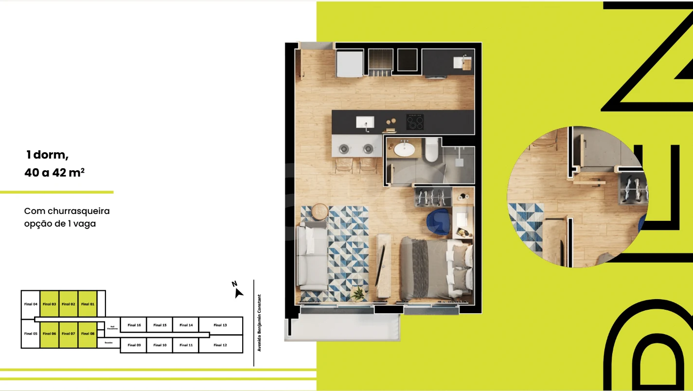 Planta — Apartamento 40,07 m²