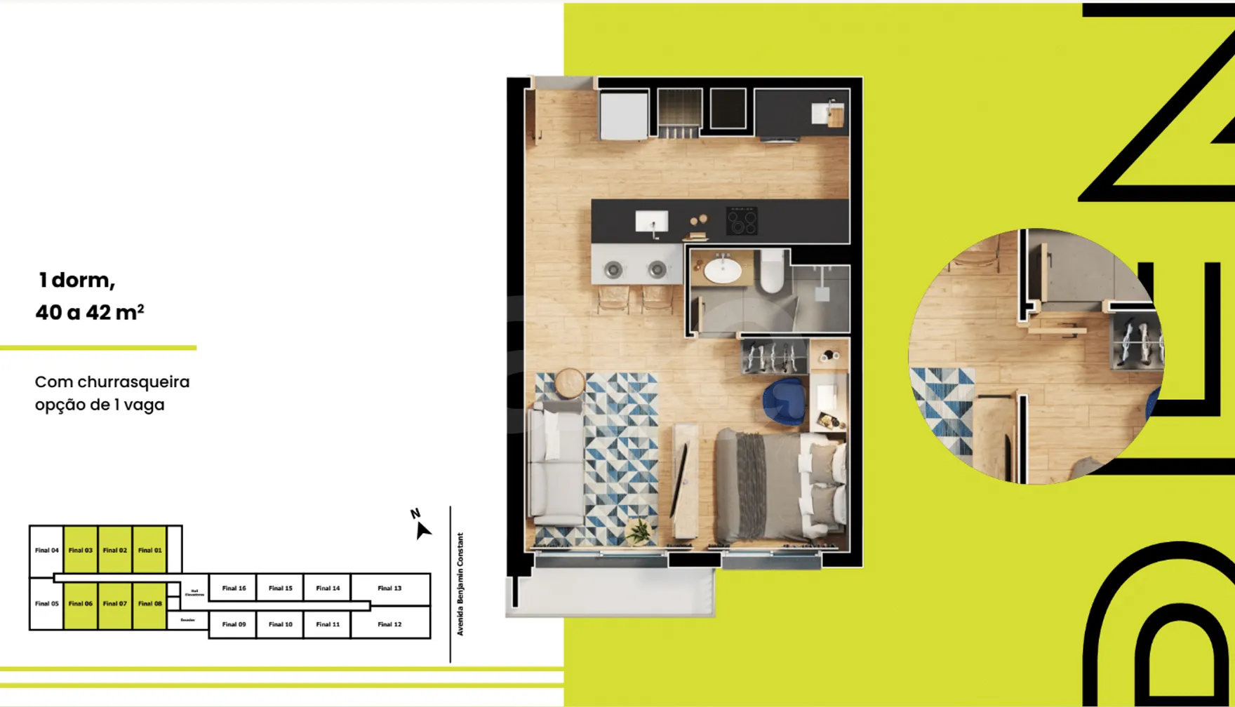 Planta — Apartamento 40,07 m²