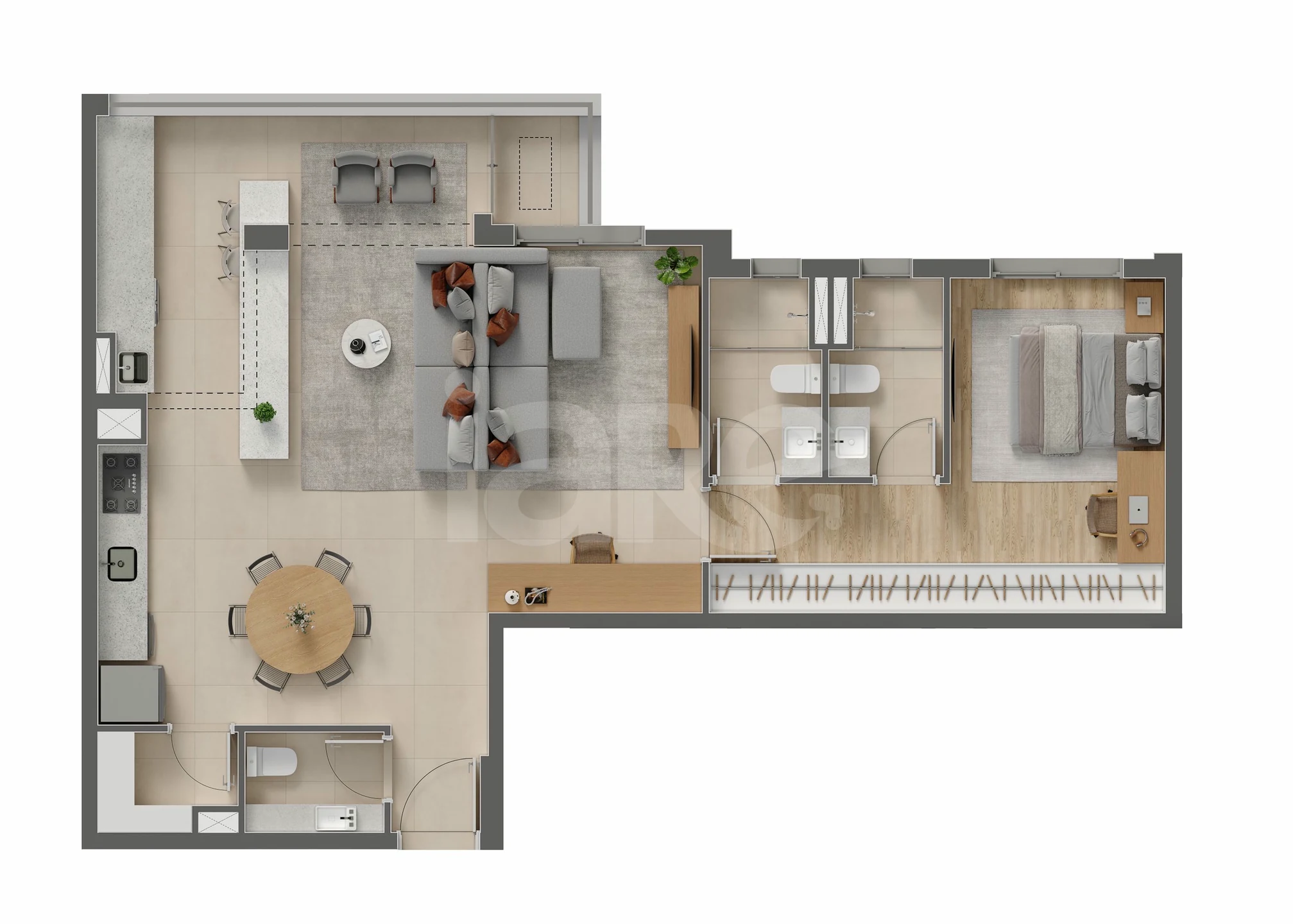 Planta — Apartamento 86,07 m²
