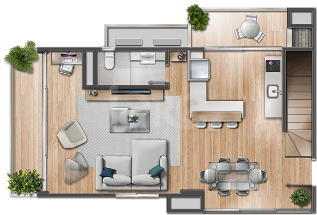 Planta — Cobertura Duplex 130,09 m² · 1º pavimento