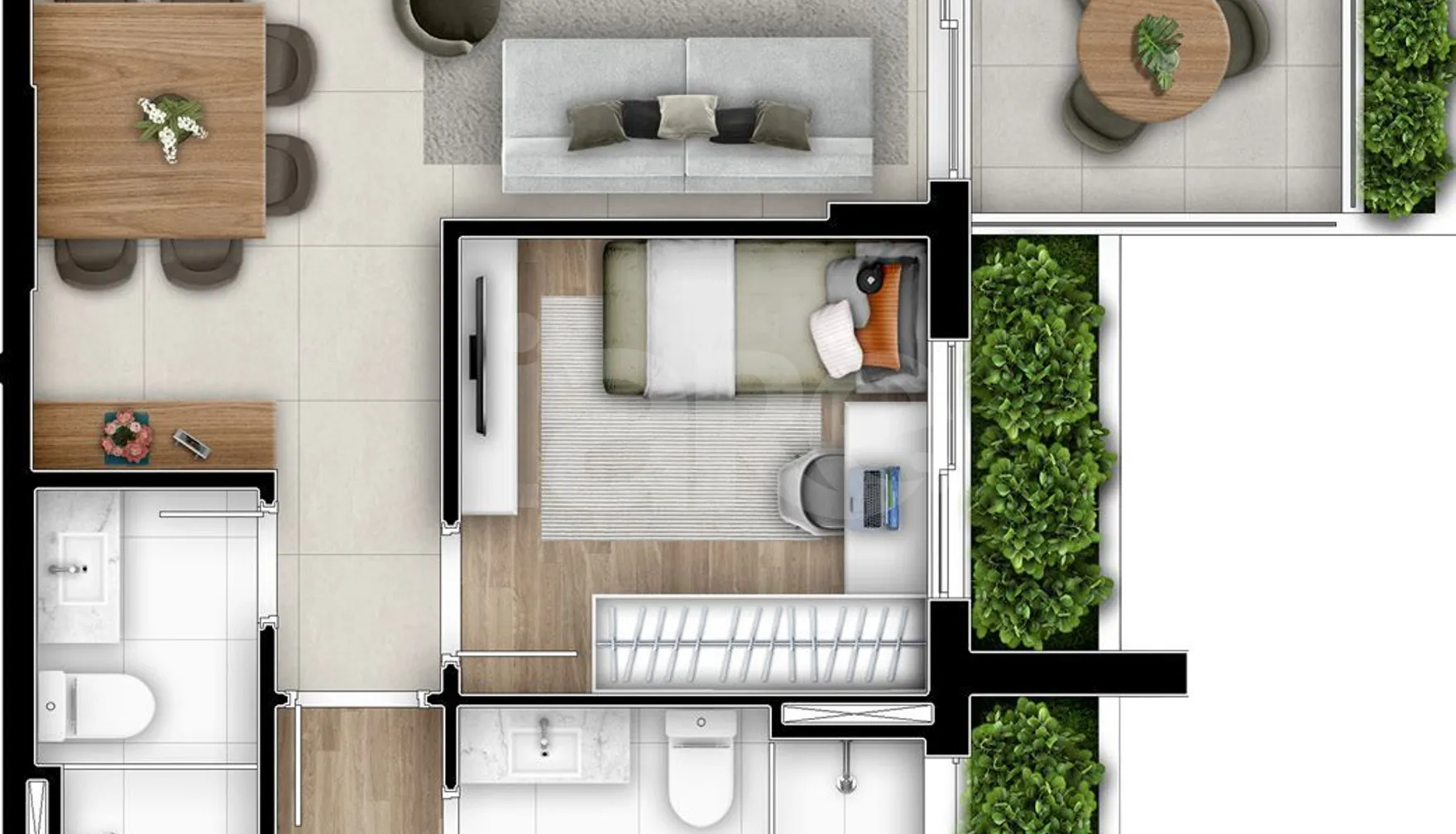 Planta — Apartamento 74,82 m²