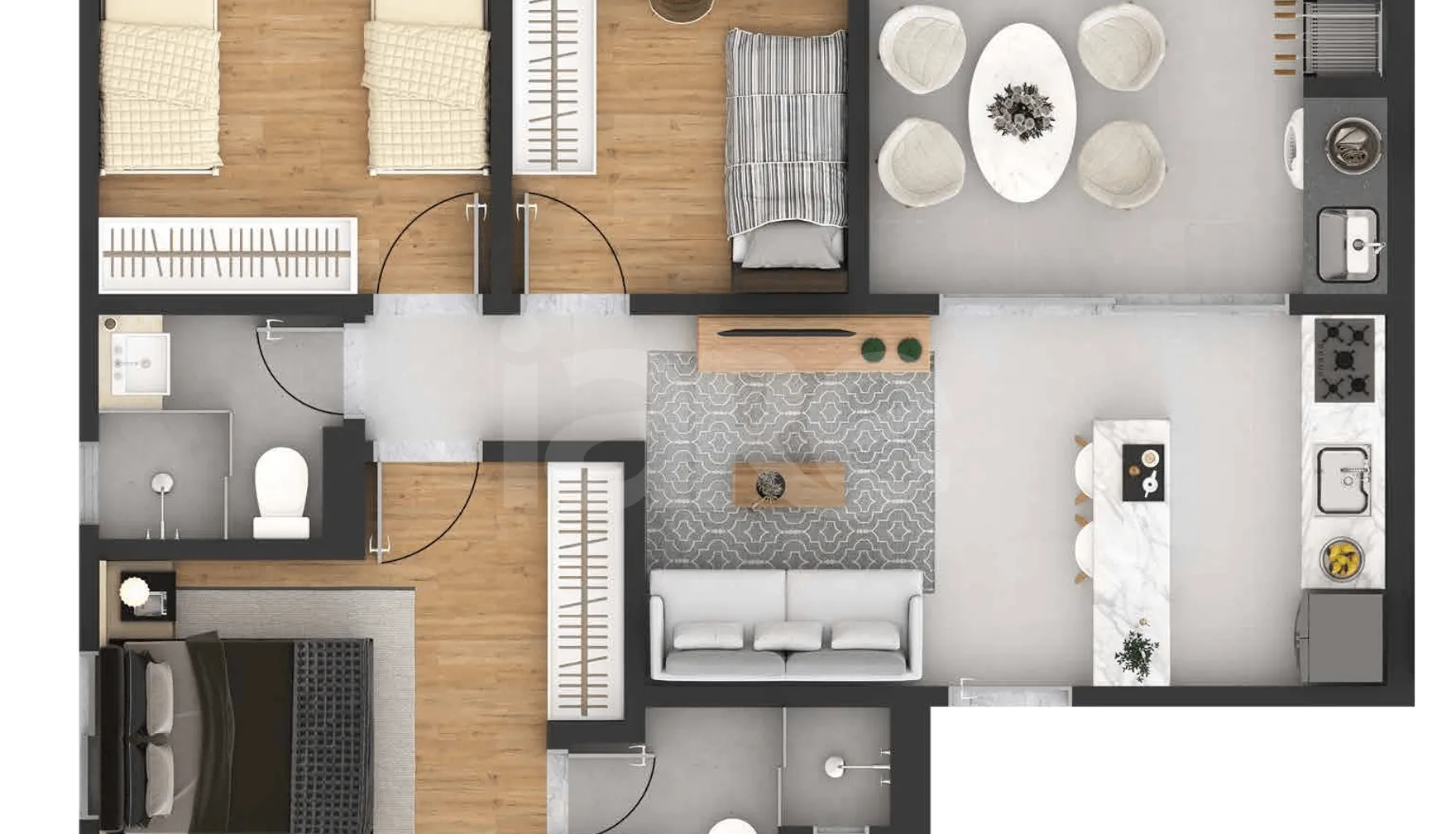 Planta — Apartamento 58,5 m²