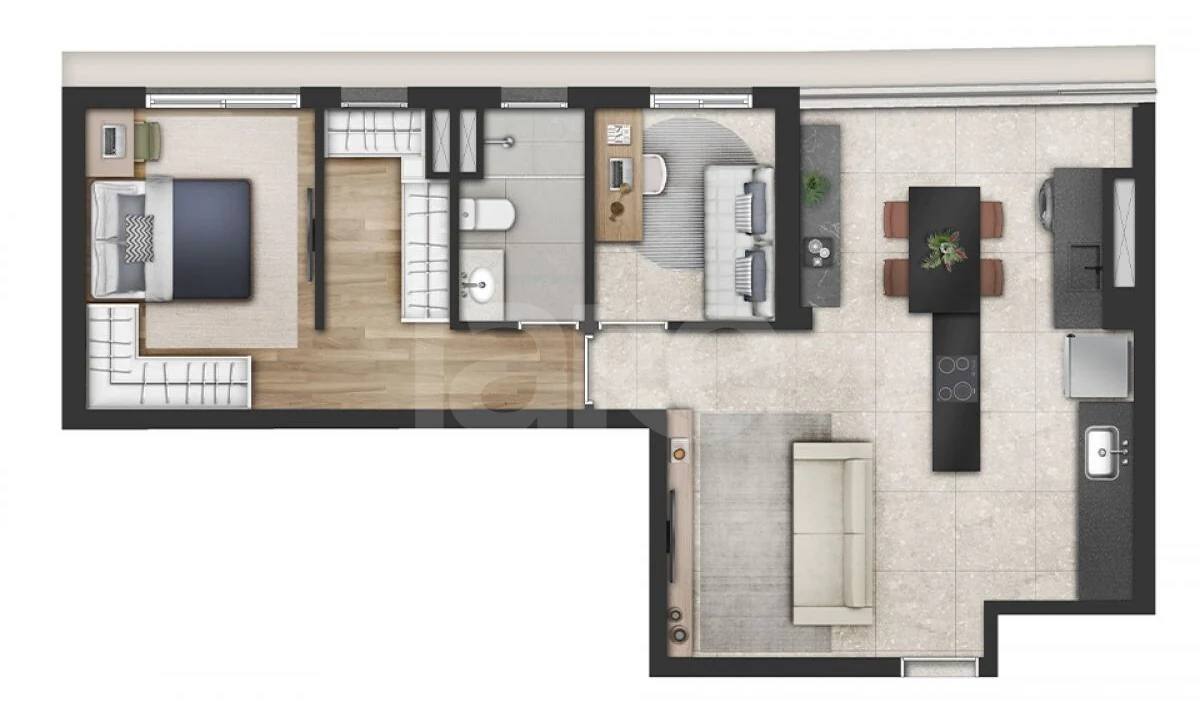 Planta — Apartamento 60,8 m²