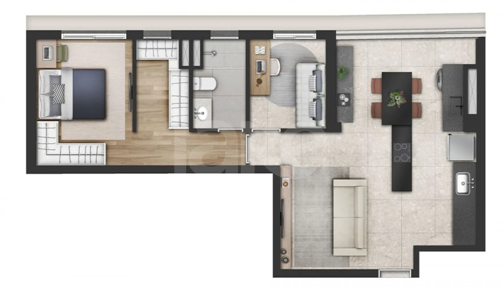Planta — Apartamento 60,8 m²