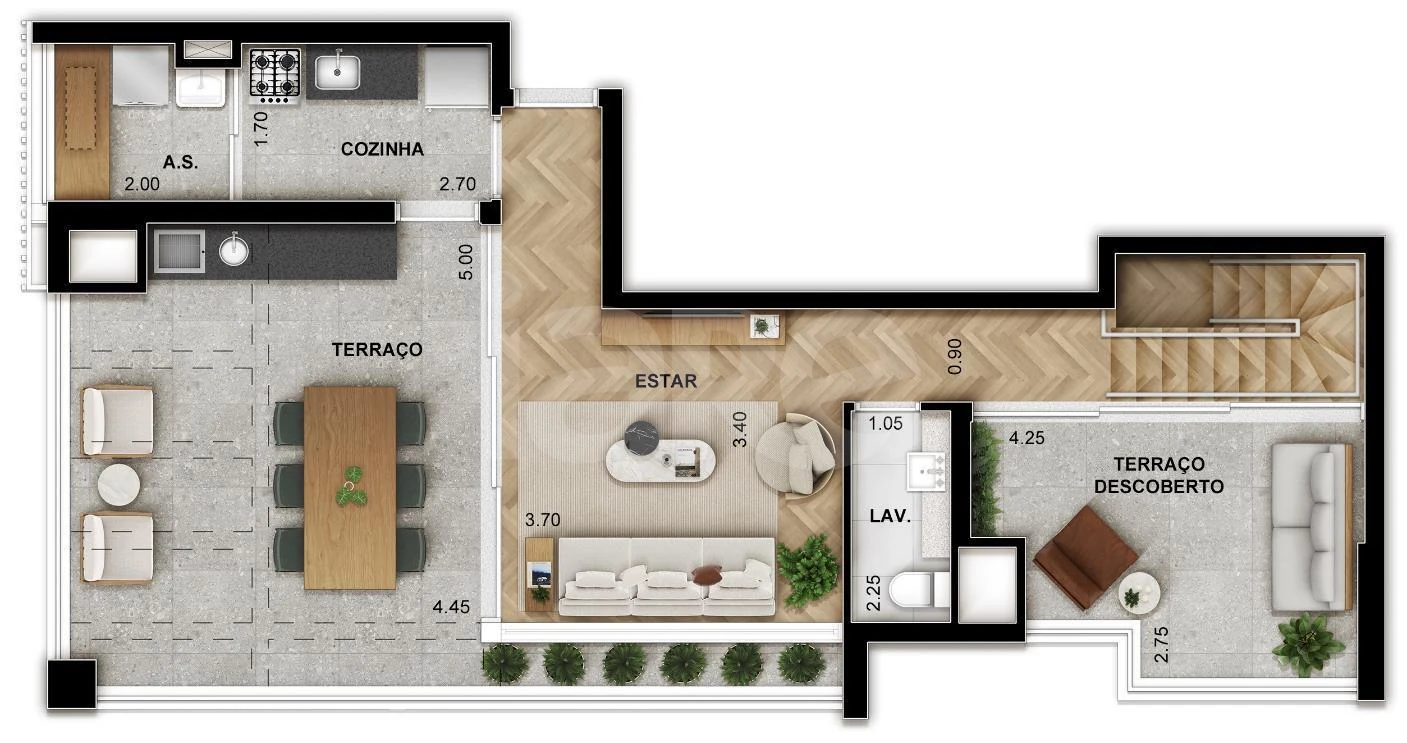 Planta — Cobertura Duplex 160,63 m²
