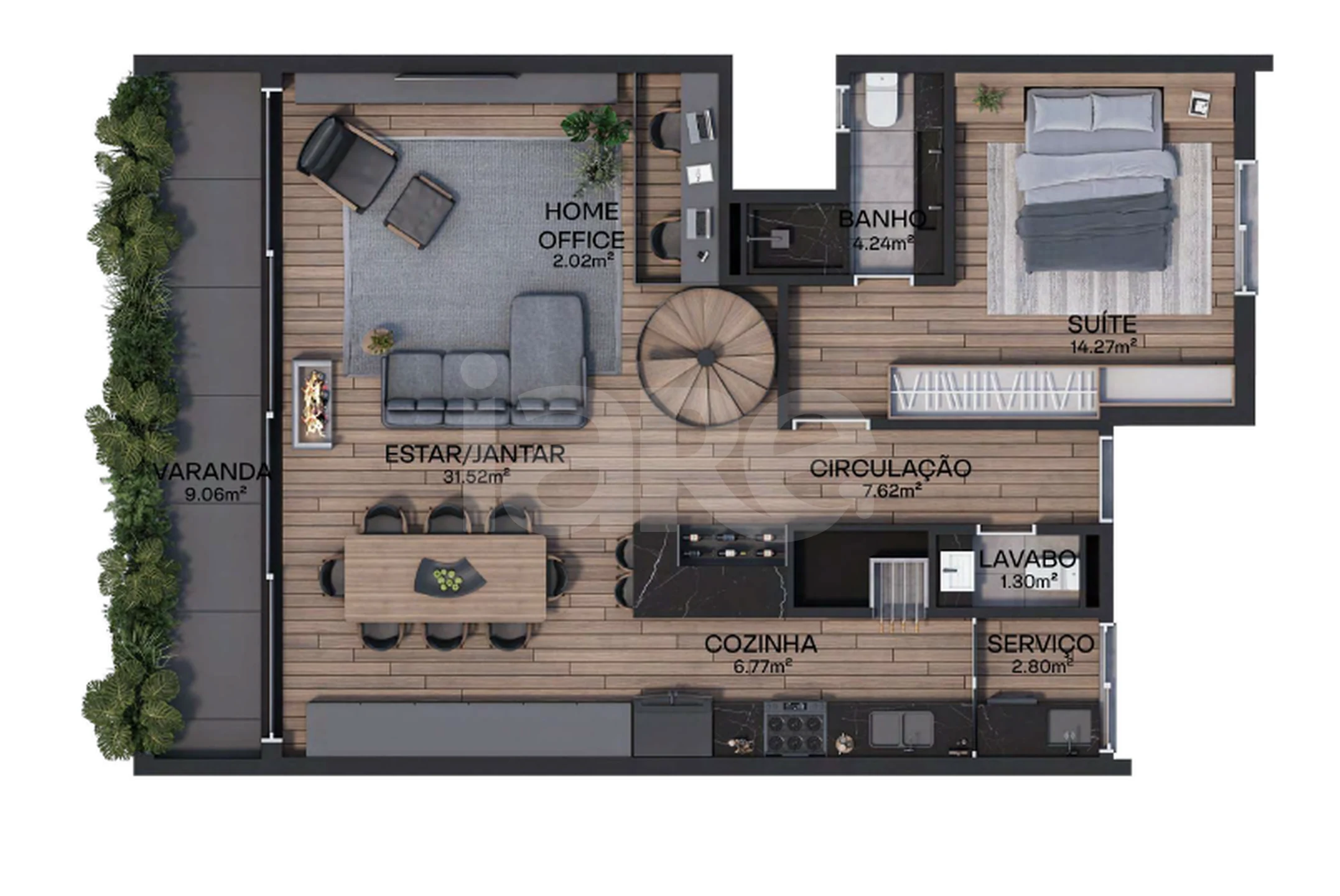 Planta — Cobertura Duplex 130,43 m²