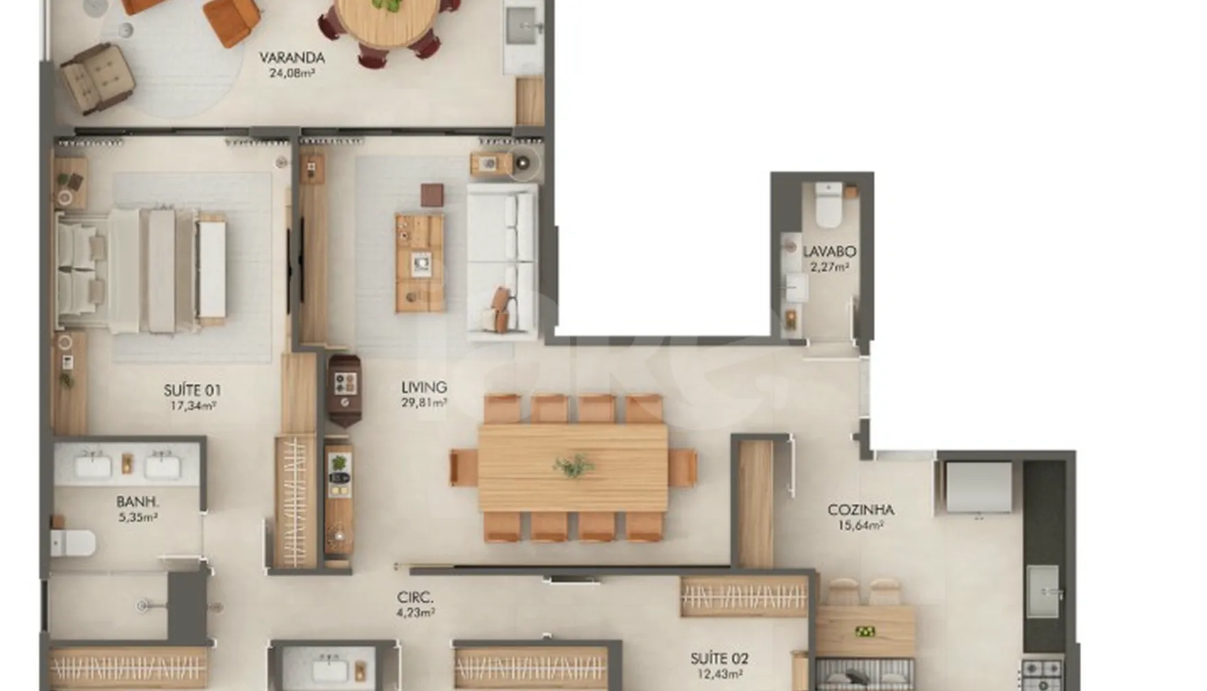 Planta — Apartamento 168,41 m²