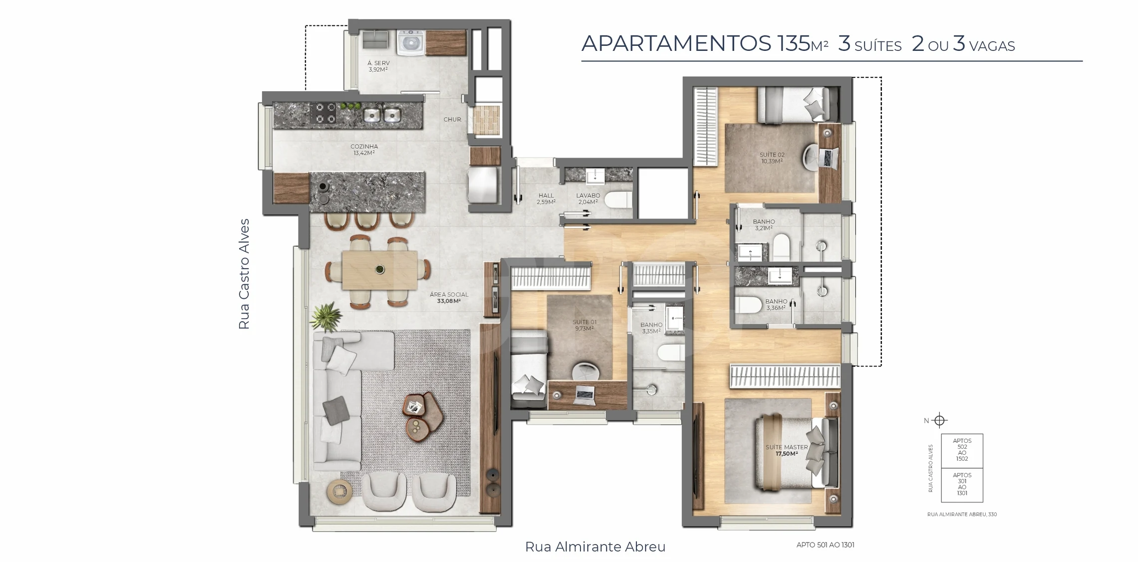 Planta — Apartamento 134,78 m²