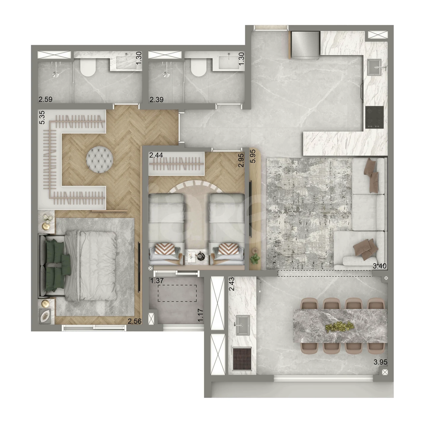 Planta — Apartamento 69,5 m²