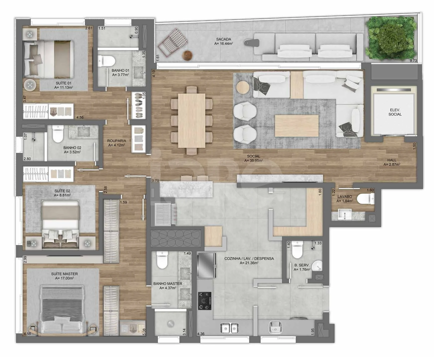 Planta — Apartamento 154,72 m²