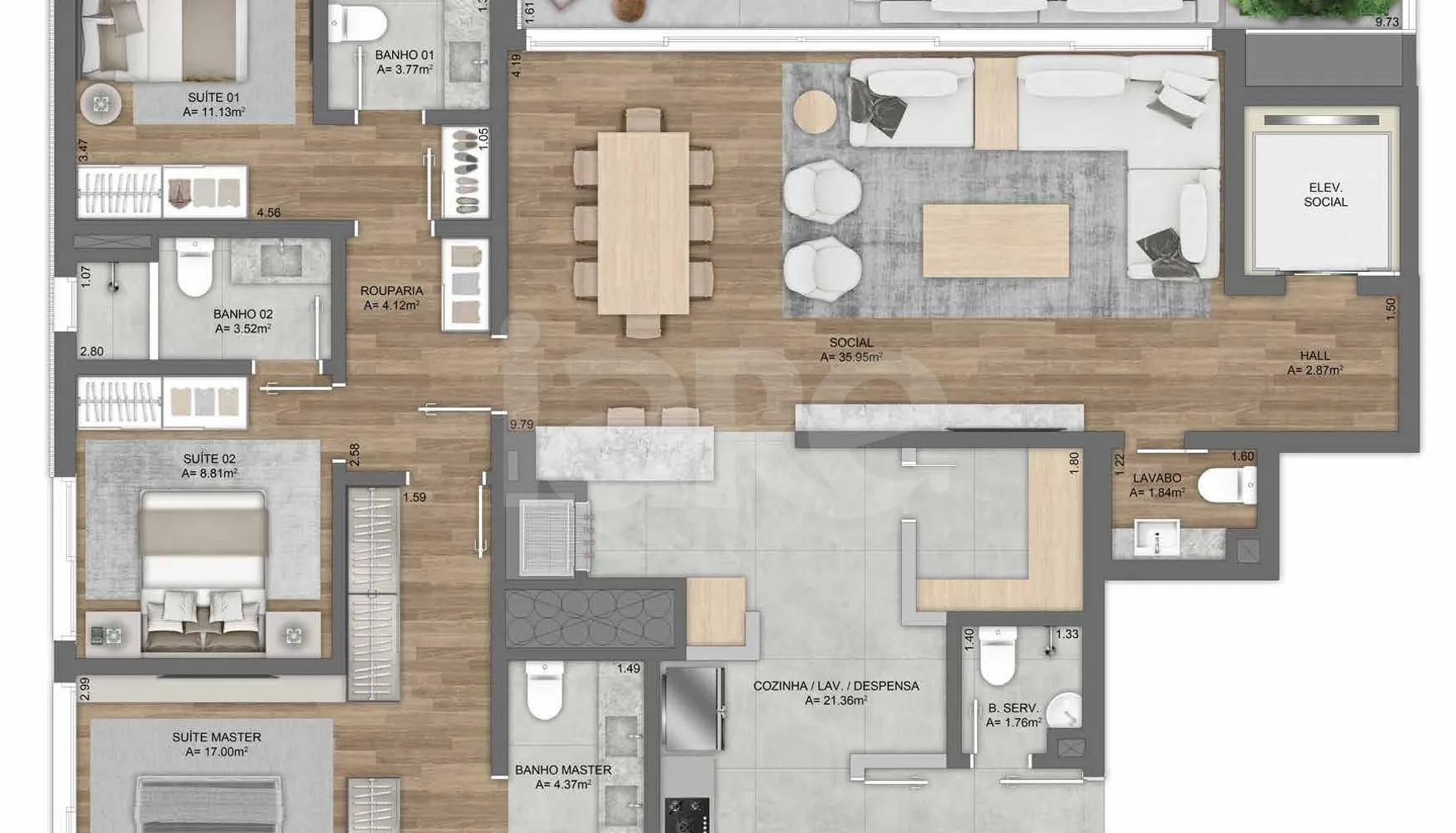 Planta — Apartamento 154,72 m²