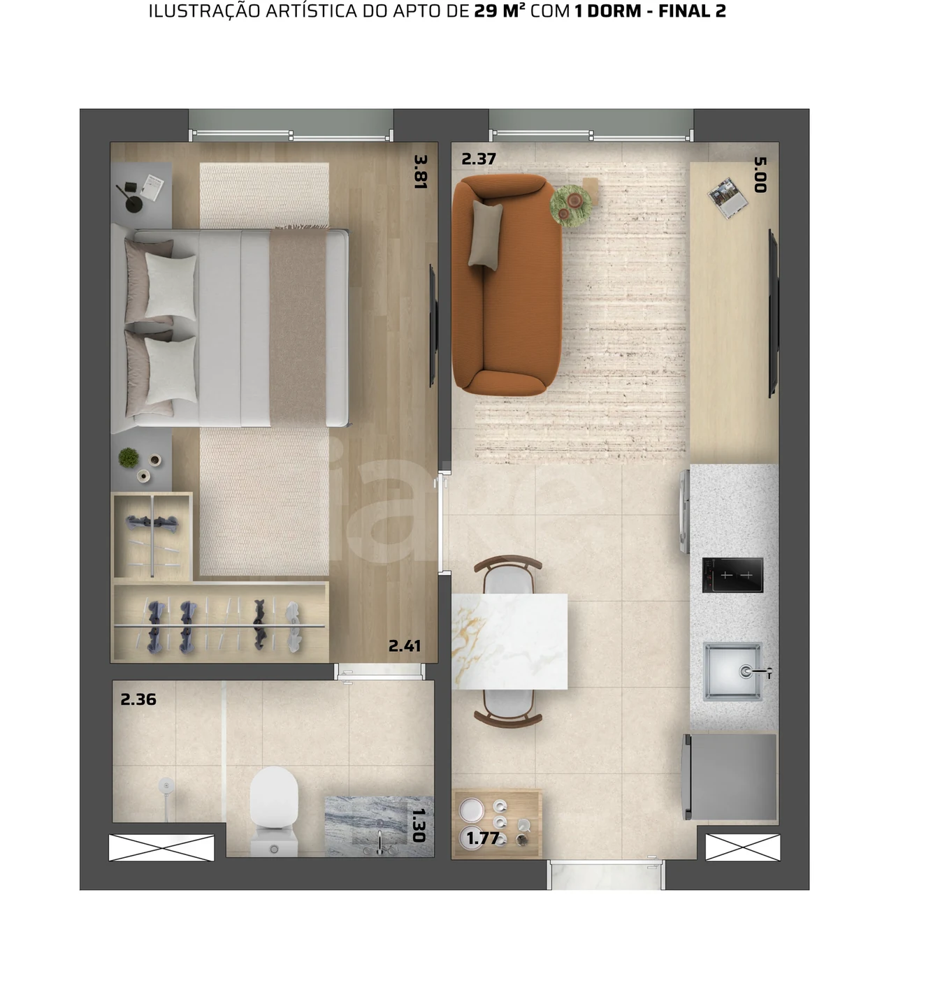 Planta — Apartamento 29,63 m²