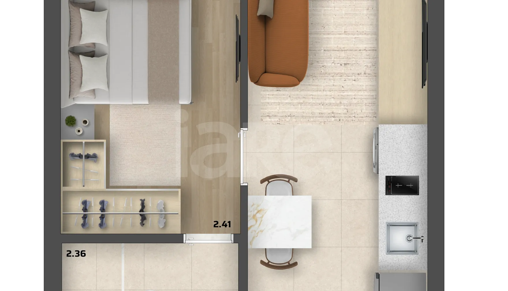 Planta — Apartamento 29,63 m²
