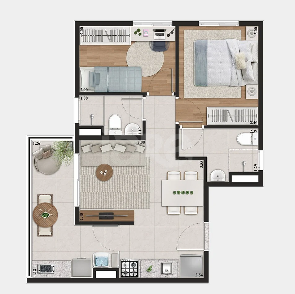 Planta — Apartamento 45,72 m²
