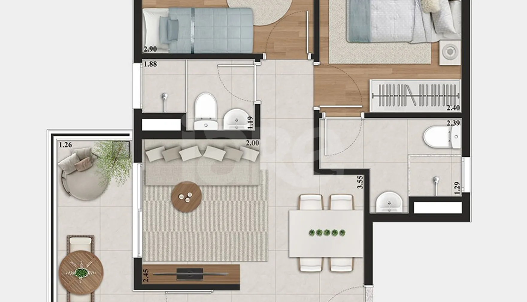 Planta — Apartamento 45,72 m²