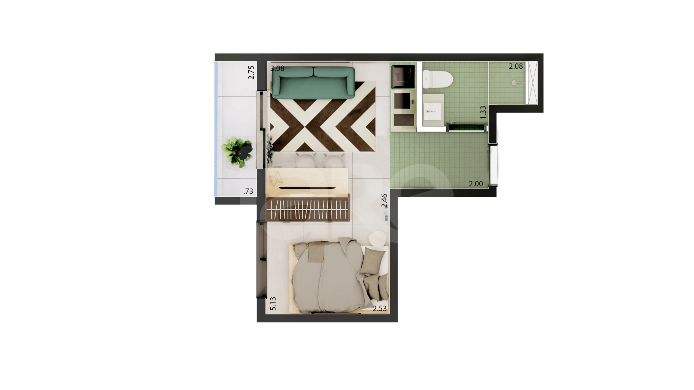 Planta — Apartamento 24,63 m²