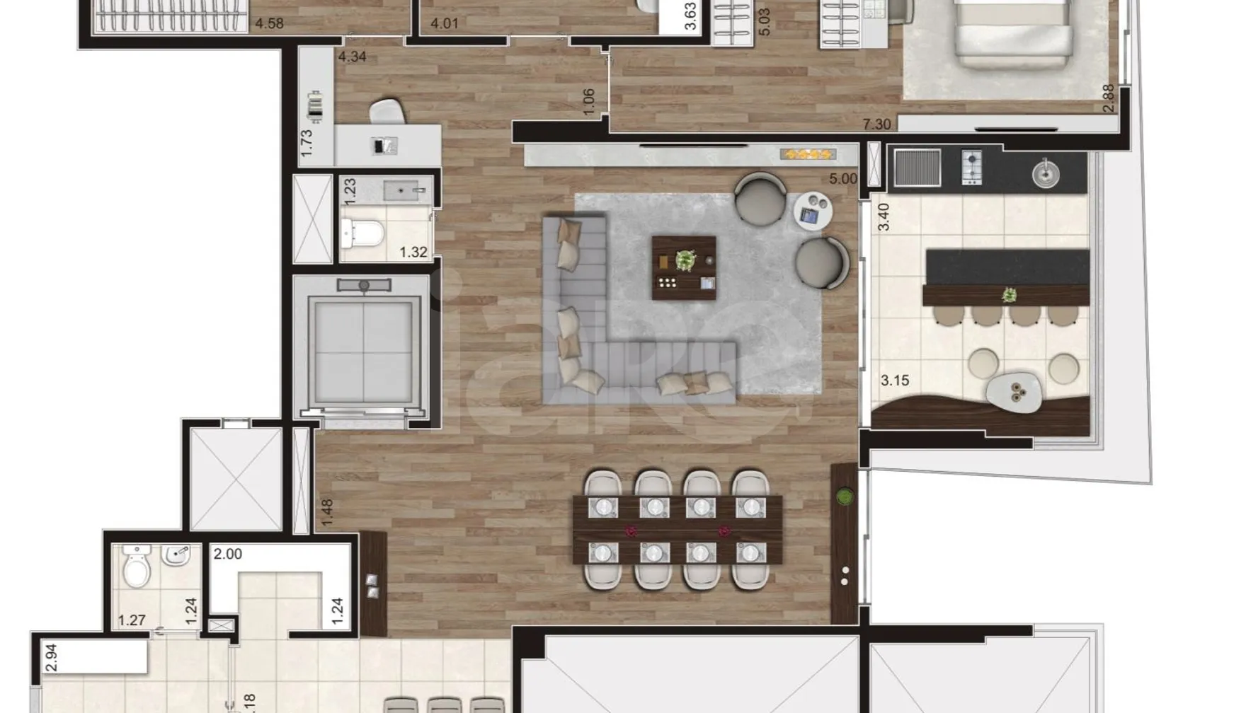 Planta — Apartamento 181,4 m²