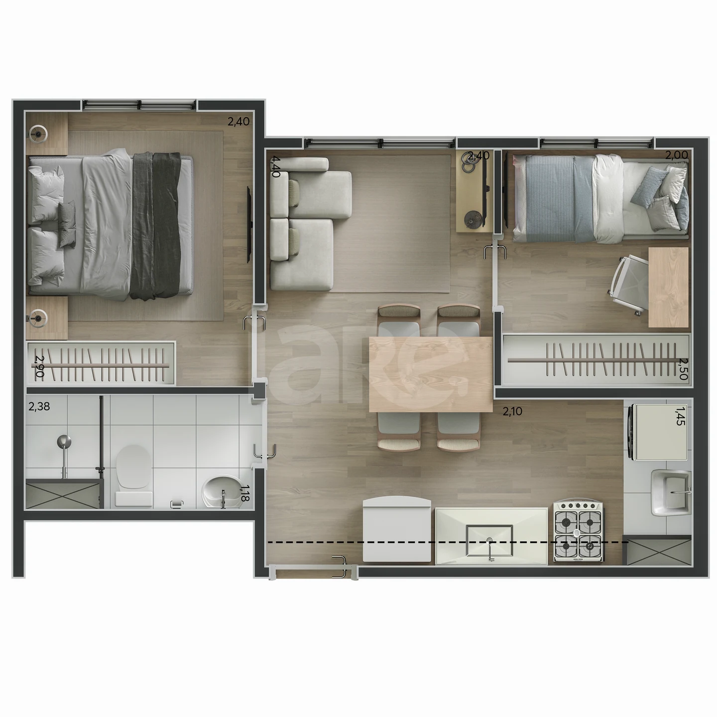 Planta — Apartamento 33,15 m²